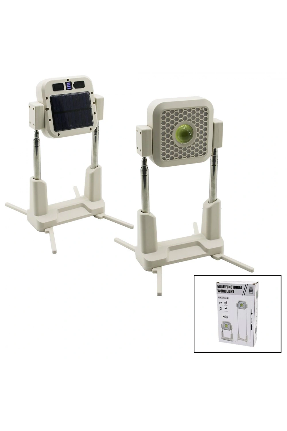 Hasuba Hs-247 Ch-23060-a (solarlı) (uzayan Ayak=30.3-165.5cm) Kamp Fener Projektör (usb Şarj& Powerbank) (askılıklı)*24