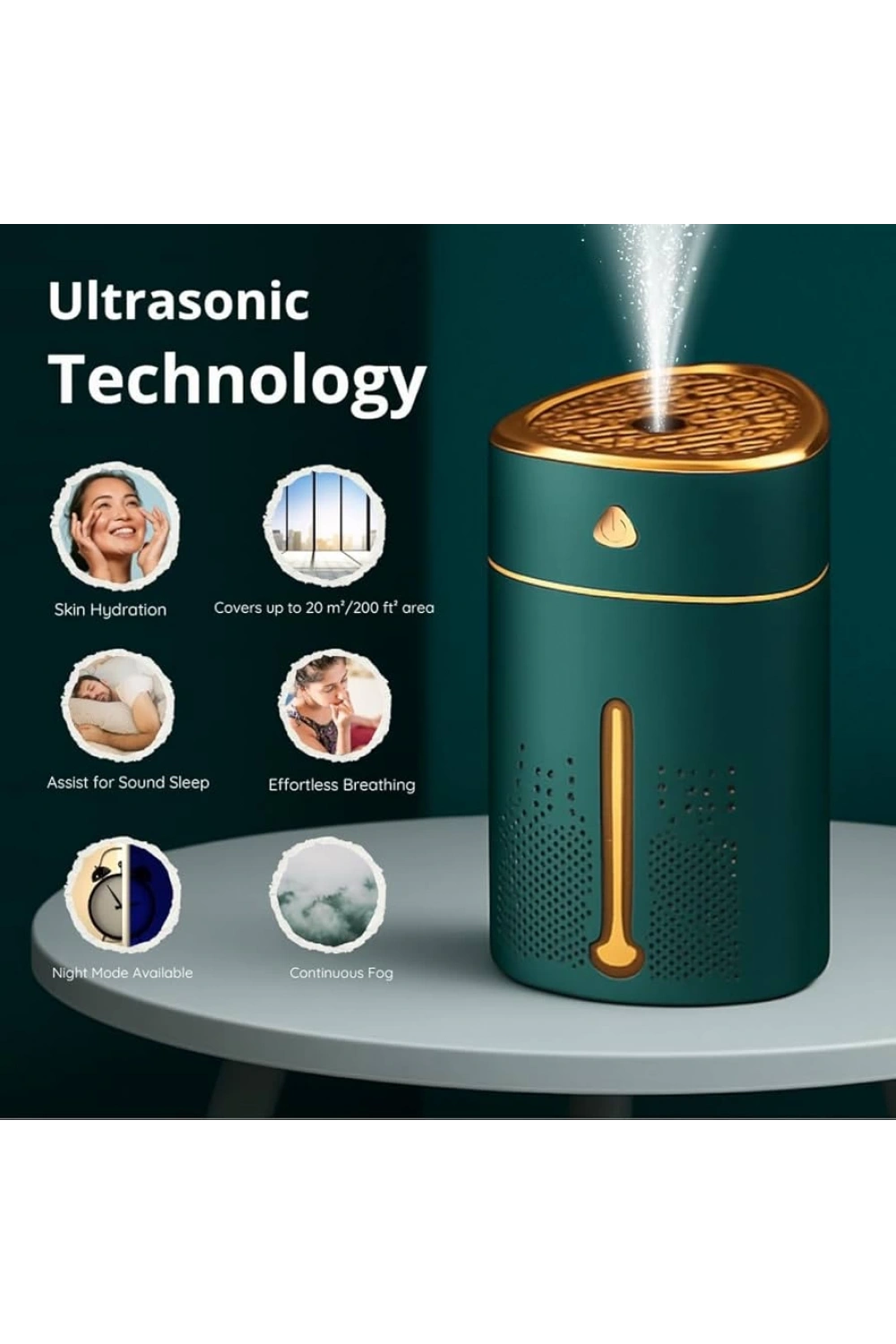 Hava Nemlendirici Işıklı Buhar Makinesi Ve Aroma Difüzörü 1000 Ml Ultrasonik