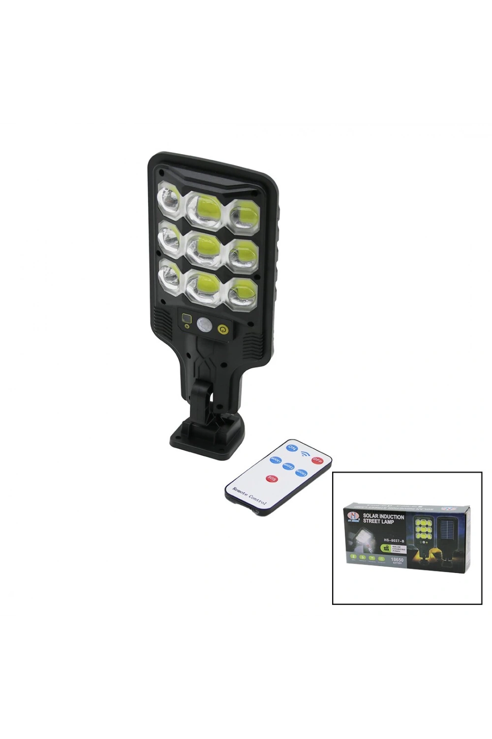 Hi Sheen Solar Inductıon Hs-8037-b (9 Led) (solar & Kumandalı) (sensörlü) Bahçe Kamp Lambası (18650 & 1200ma)*80