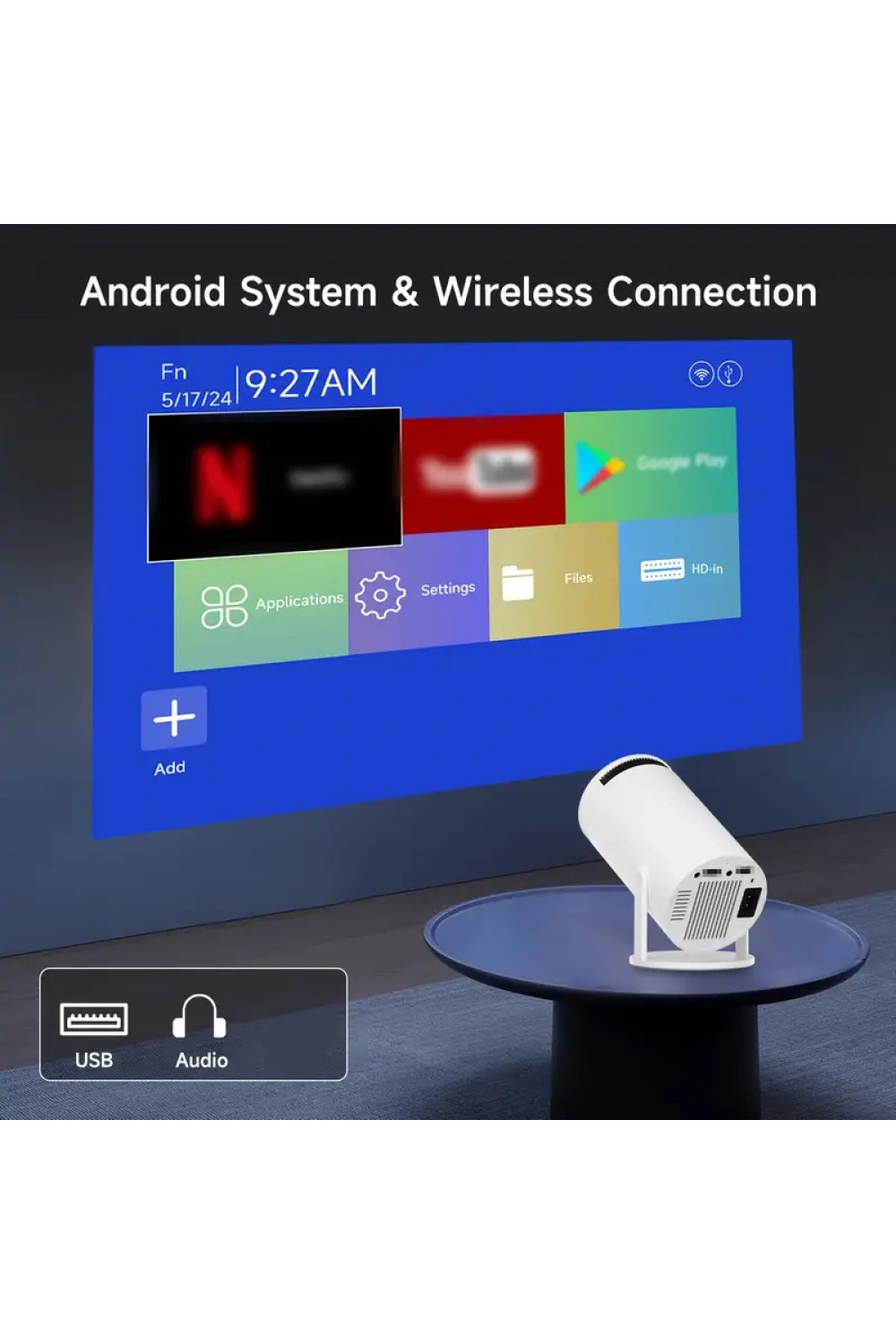 Hy300 Full Hd Android Taşınabilir Mini Projeksiyon Cihazı