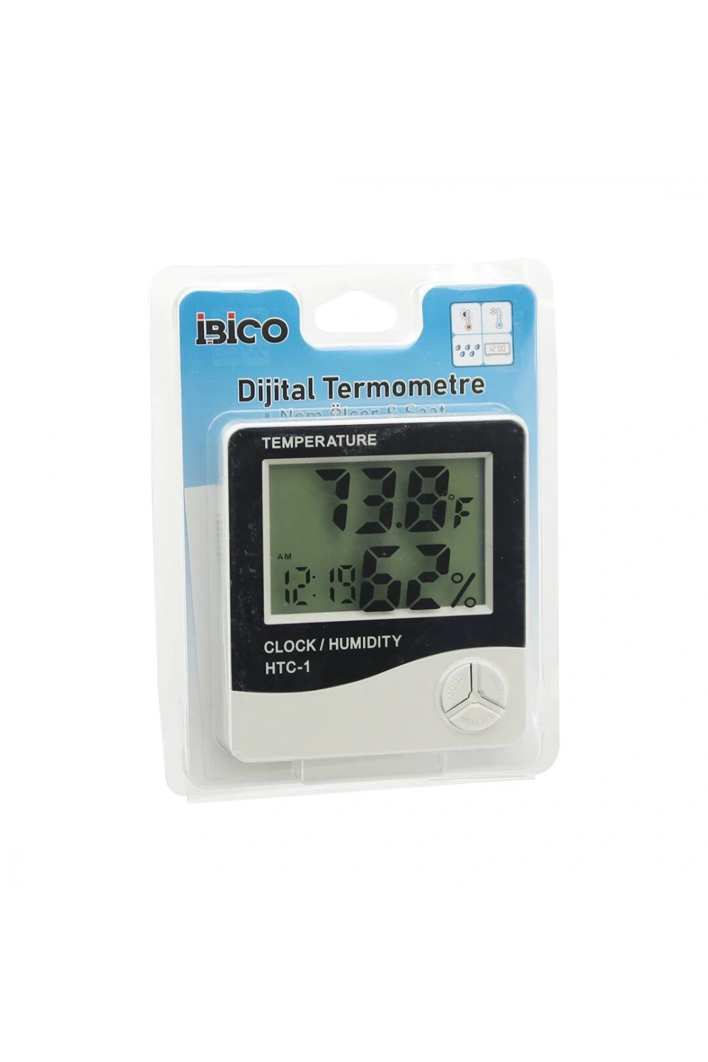 İbico İ11-002 ( Htc-1 ) Dijital ( Saat & Sıcaklık & Nem ) Ölçer ( Pilli ) *150