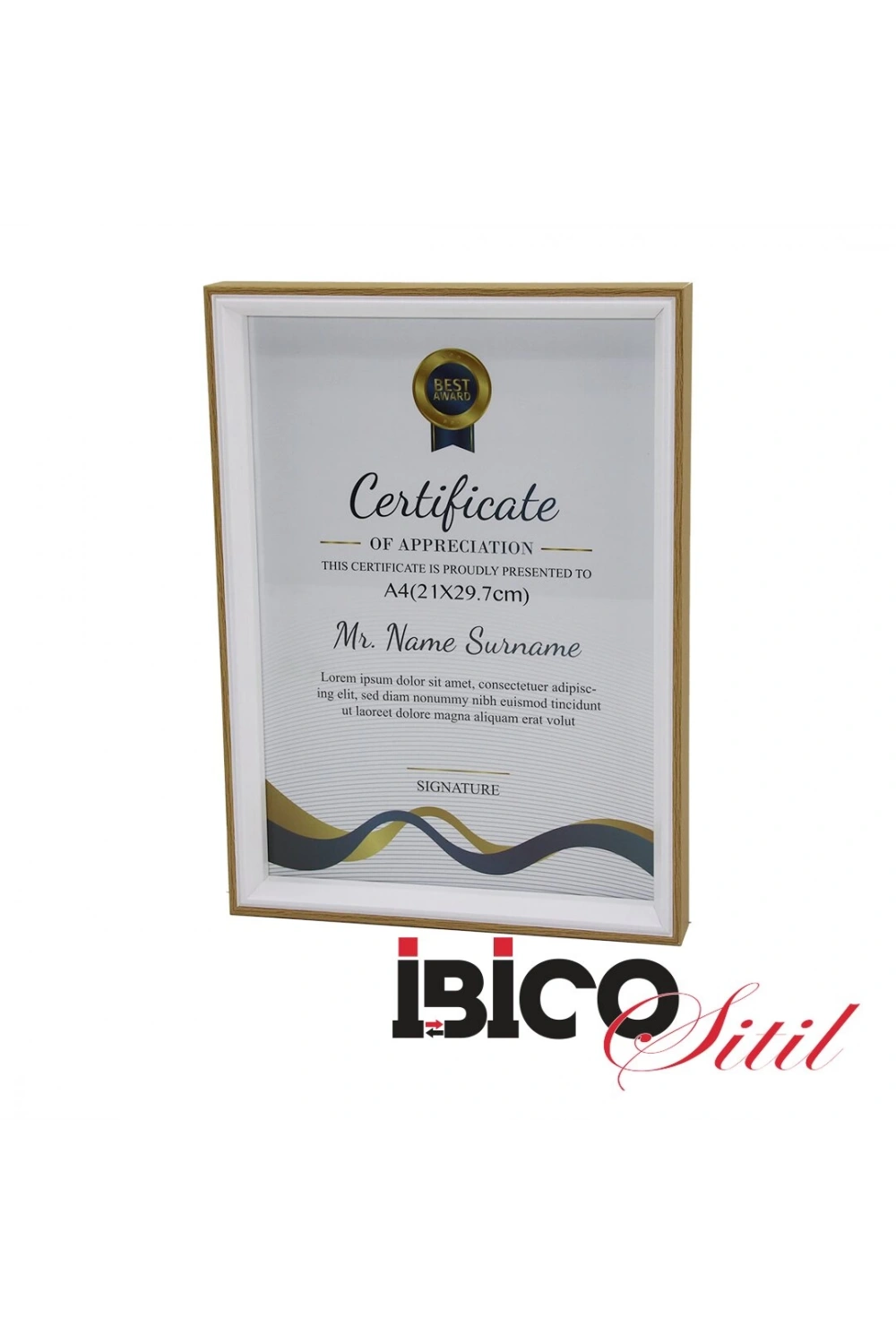İbico İ12-034 ( A4 & 21x29.7cm ) ( Kalın & Lüx Bambu & Çift Renk Çerçeve ) Ahşap Resim Çerçevesi*36=k