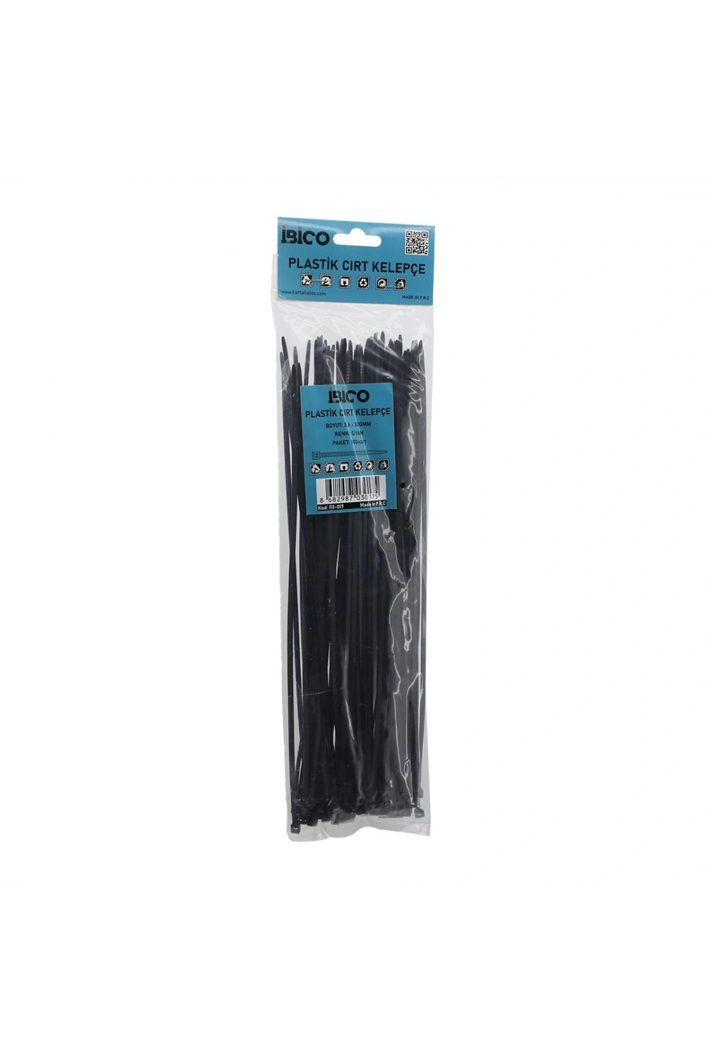 İbico İ13-017 ( Siyah ) ( 3.6x300mm ) Plastik Cırt Kelepçe ( 100pcs )*200