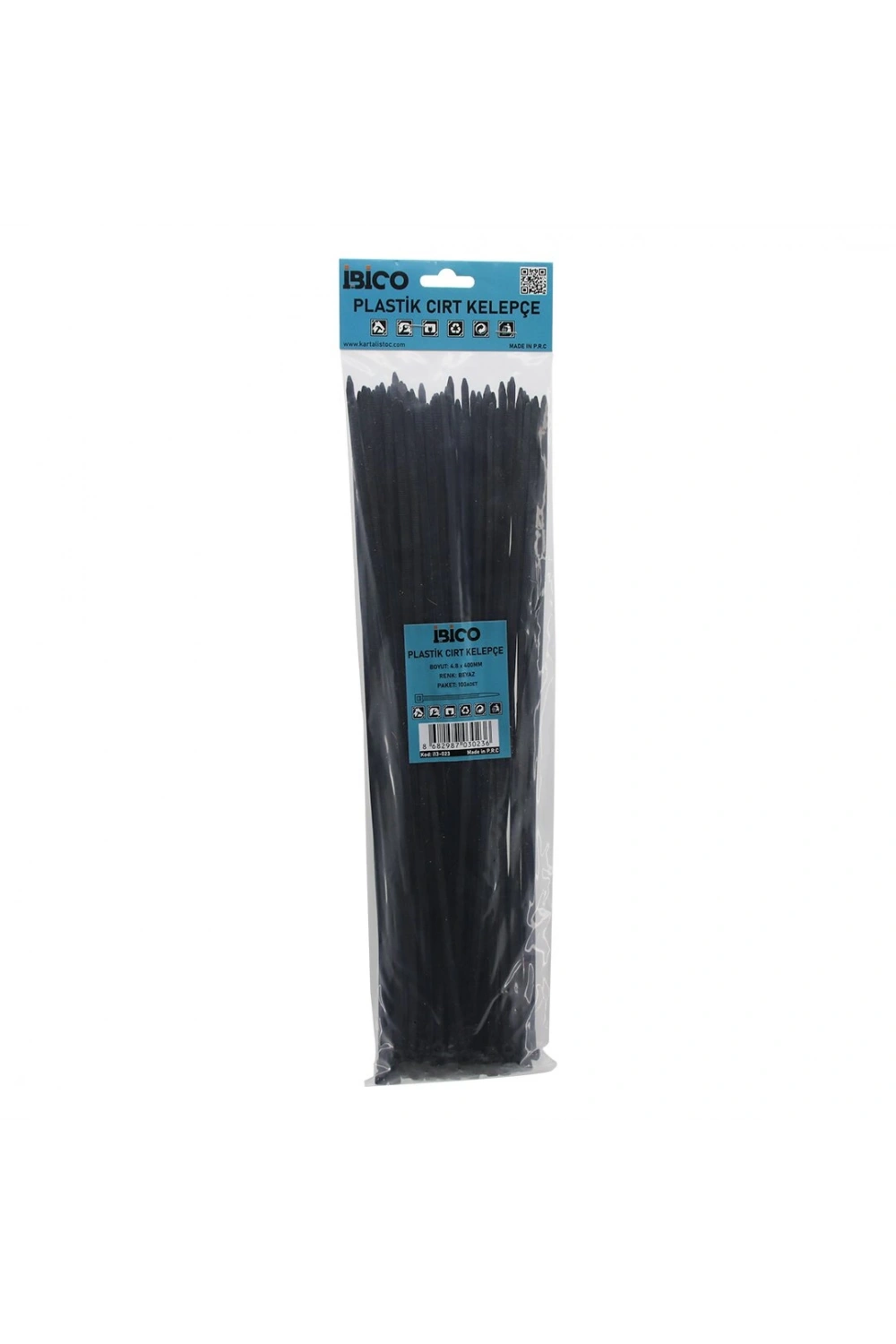 İbico İ13-023 ( Siyah ) ( 4.8x400mm ) Plastik Cırt Kelepçe ( 100pcs )*150