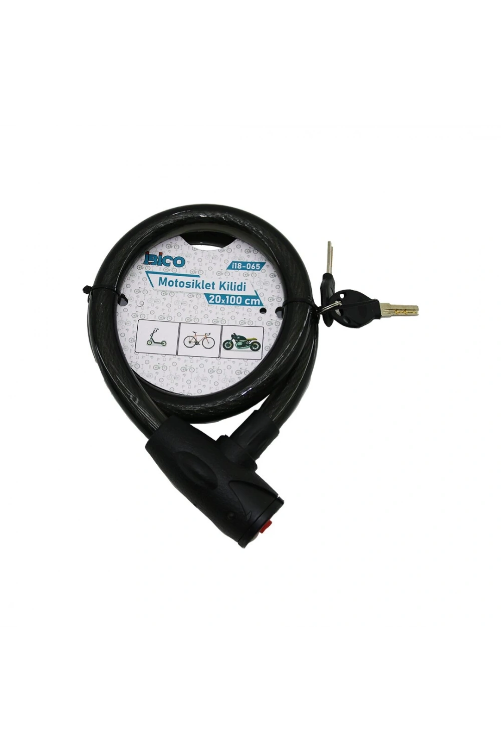İbico İ18-065 ( Anahtarlı ) Motor & Bisiklet Kilit ( 20mmx100cm) *50
