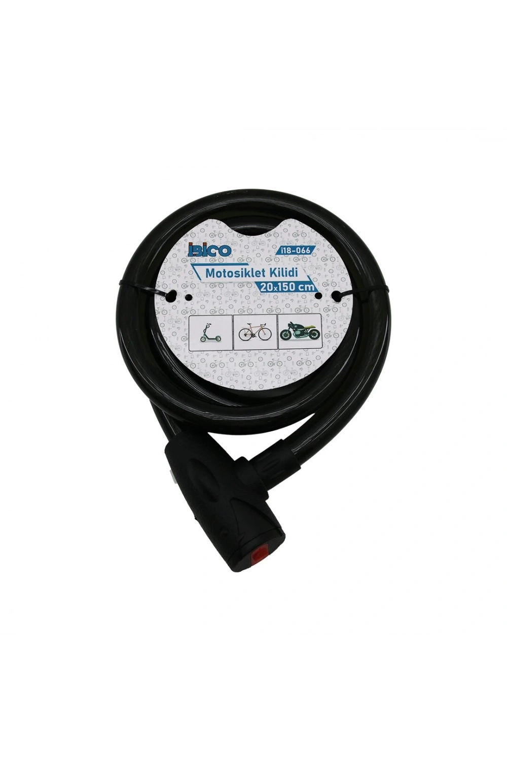 İbico İ18-066 ( Anahtarlı ) Motor & Bisiklet Kilit ( 20mmx150cm )*30