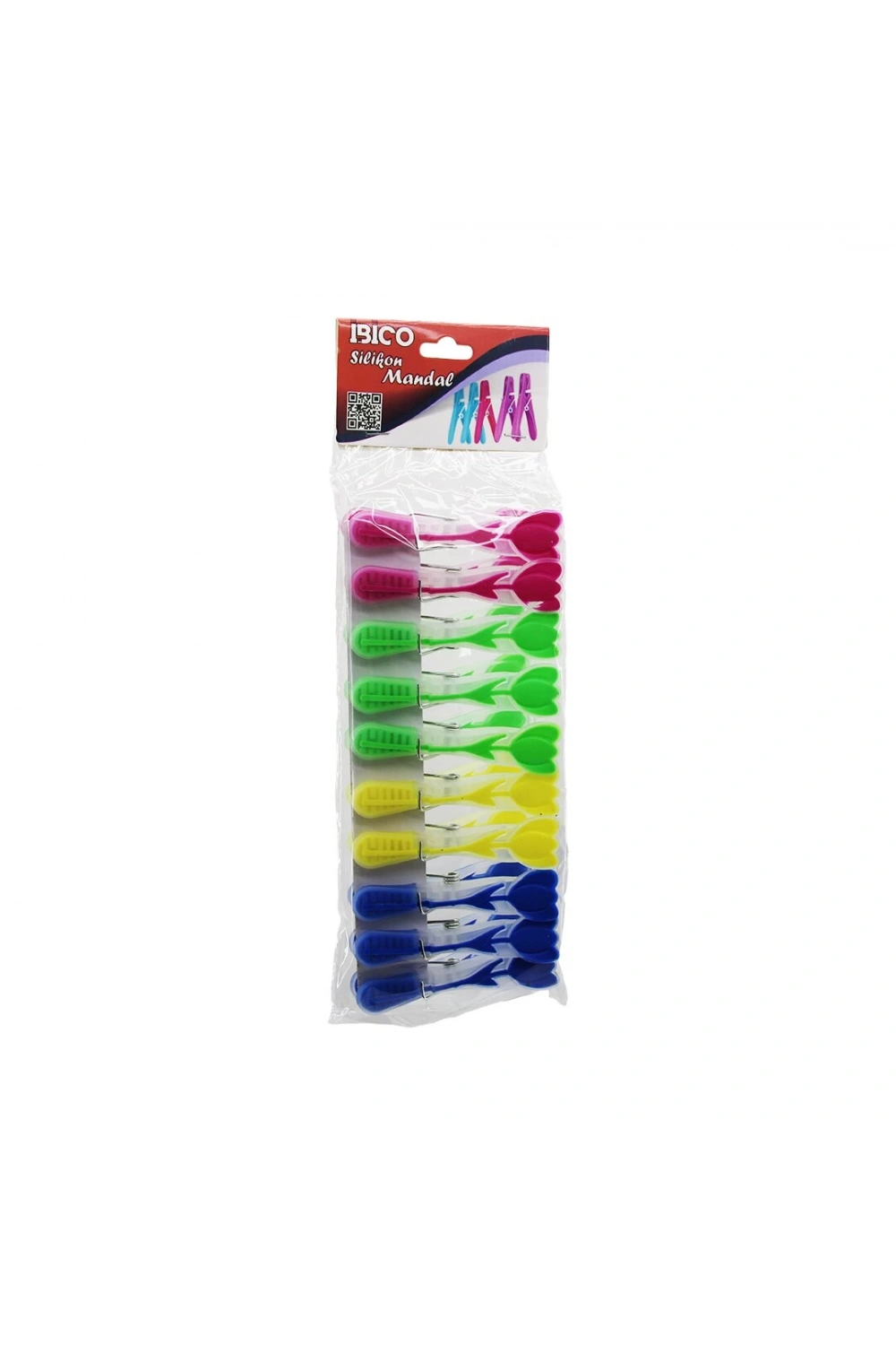 İbico İ21-034 ( 10pcs ) ( Çiçek Figürlü Silikon ) ( Renkli Uç ) ( Şeffaf Plastik ) Mandal*12x12