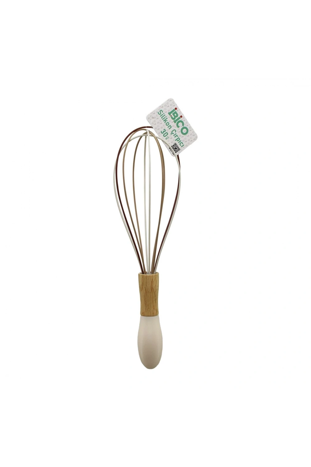 İbico İ22-022 ( 29cm ) ( Silikon ) Çırpıcı ( Ahşap Bambu & Plastik Saplı )*12x20