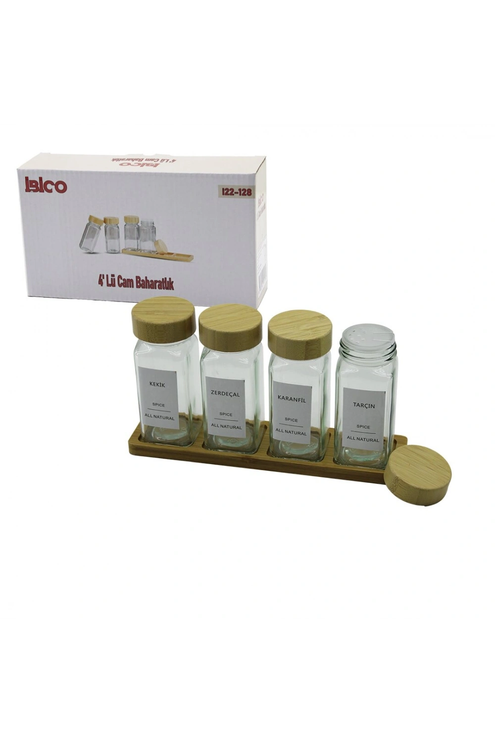 İbico İ22-128 ( 4pcs ) Bambu Tuzluk & Biberlik & Baharatlık*24