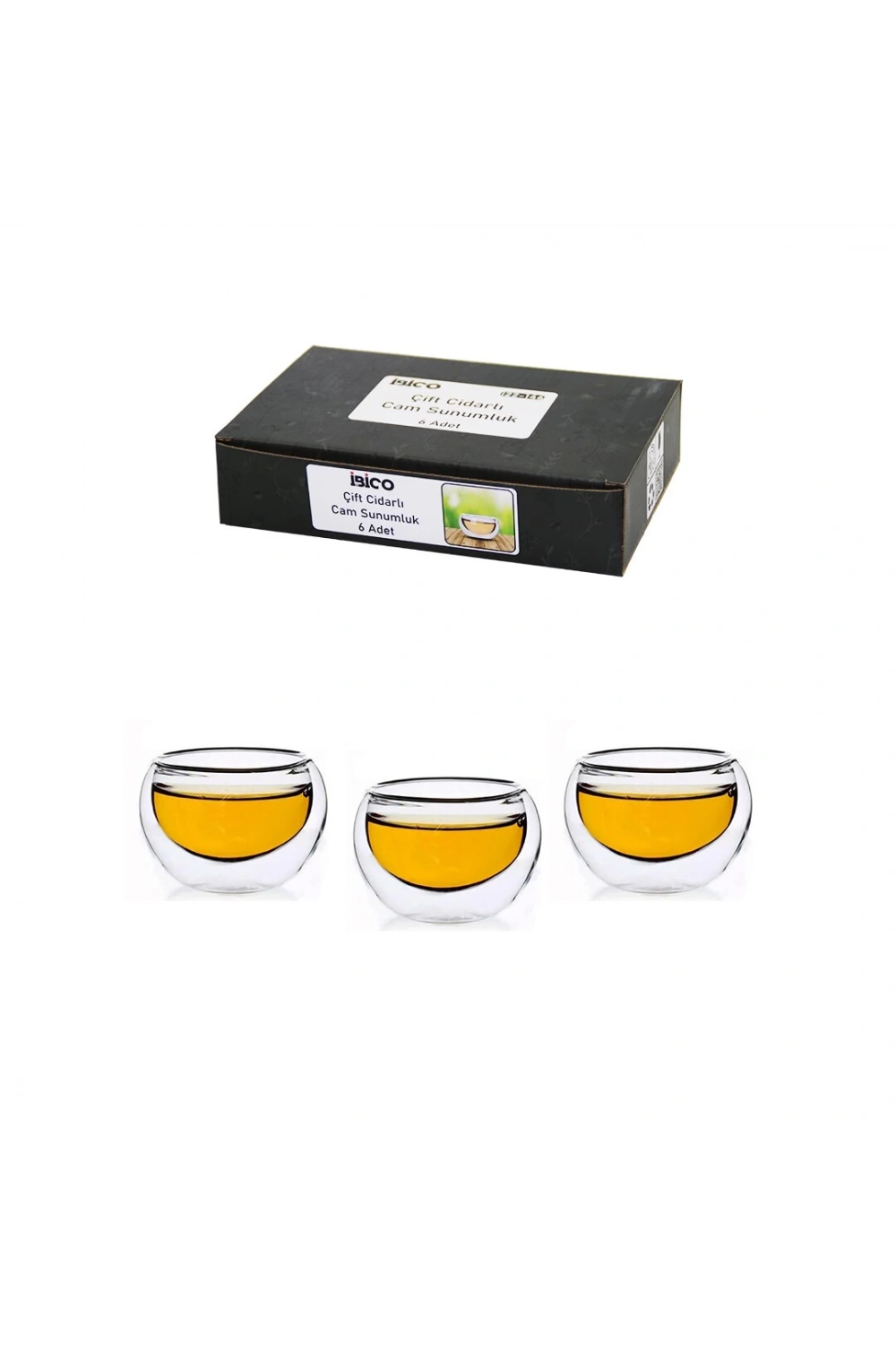 İbico İ22-146 ( 6pcs ) ( Düz Cam ) ( Çift Cidarlı ) Sosluk & Lokumluk ( 50 Ml )*30=k