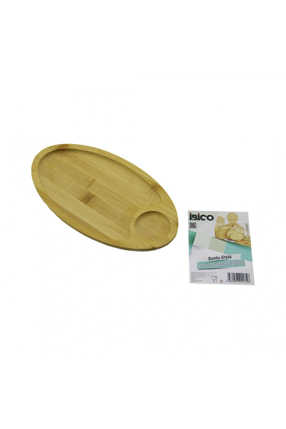 İbico İ22-175 ( Oval ) Ahşap Bambu Servis Sunum Tepsi & Tahtası ( Mini Tepsi ) ( 25x14x1.5cm )*36