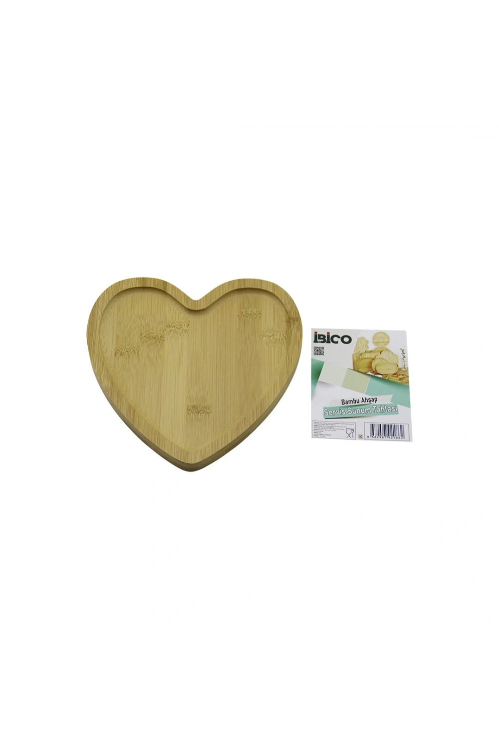 İbico İ22-186 ( Kalp ) Ahşap Bambu Servis Sunum Tepsi & Tahtası ( 20x1.5cm )*36
