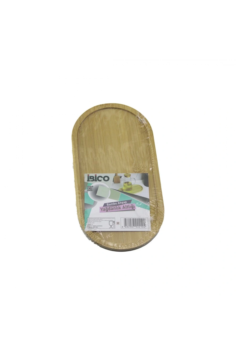 İbico İ22-210 ( Oval ) Ahşap Bambu Yağdanlık Altlık ( Mini Tepsi ) ( 12x24x0.8cm )*144
