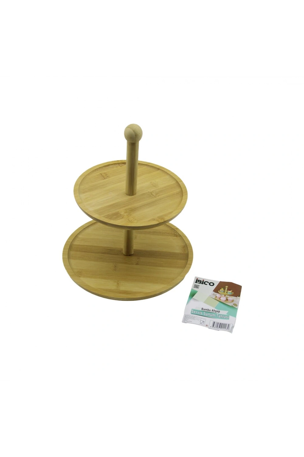 İbico İ22-228 ( Yuvarlak ) ( 2 Katlı ) Ahşap & Bambu Servis Sunum Tahtası ( Çap: 20cm -- Çap:25cm )*12