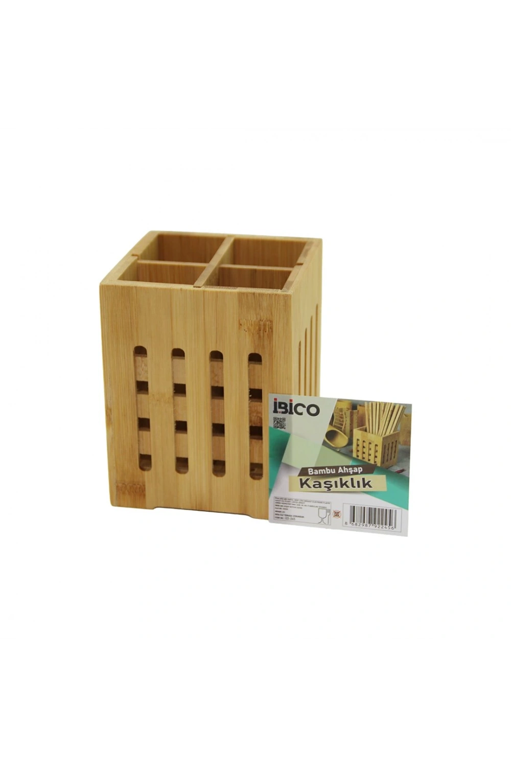 İbico İ22-245 ( 4 Bölmeli ) ( Kare=11x11cm ) Ahşap Bambu Kaşıklık Organizer*60
