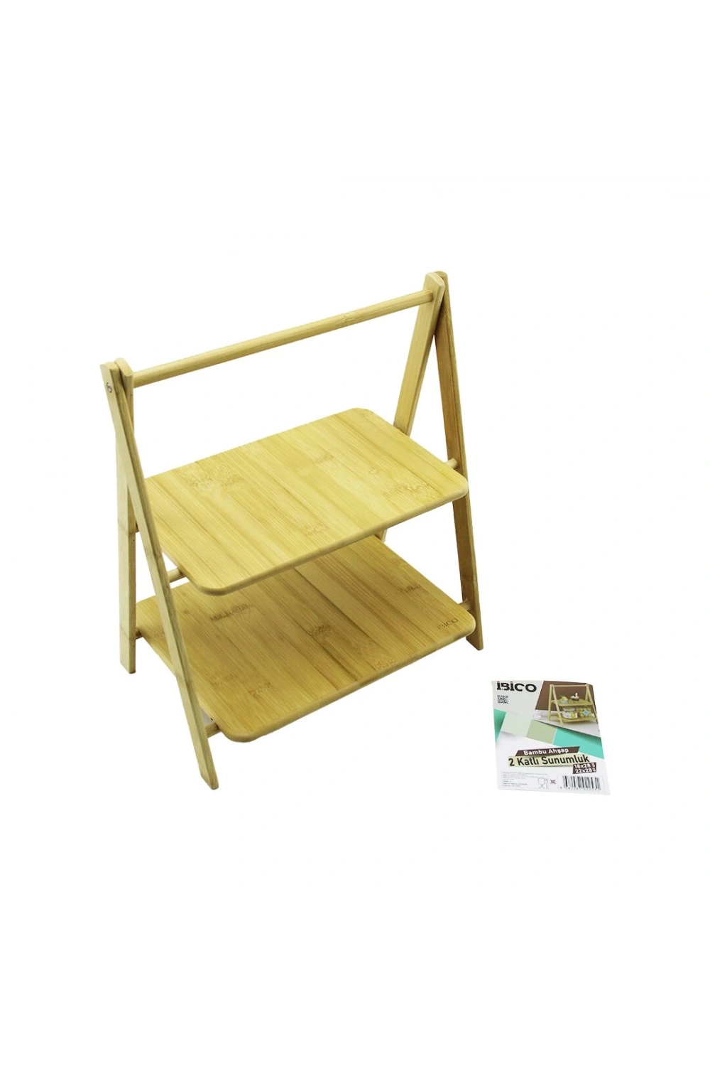 İbico İ22-253 ( Stand & Ayaklı ) ( 2 Katlı ) Ahşap & Bambu Servis Sunum Tahtası ( 18x28cm -- 22x28cm )*12