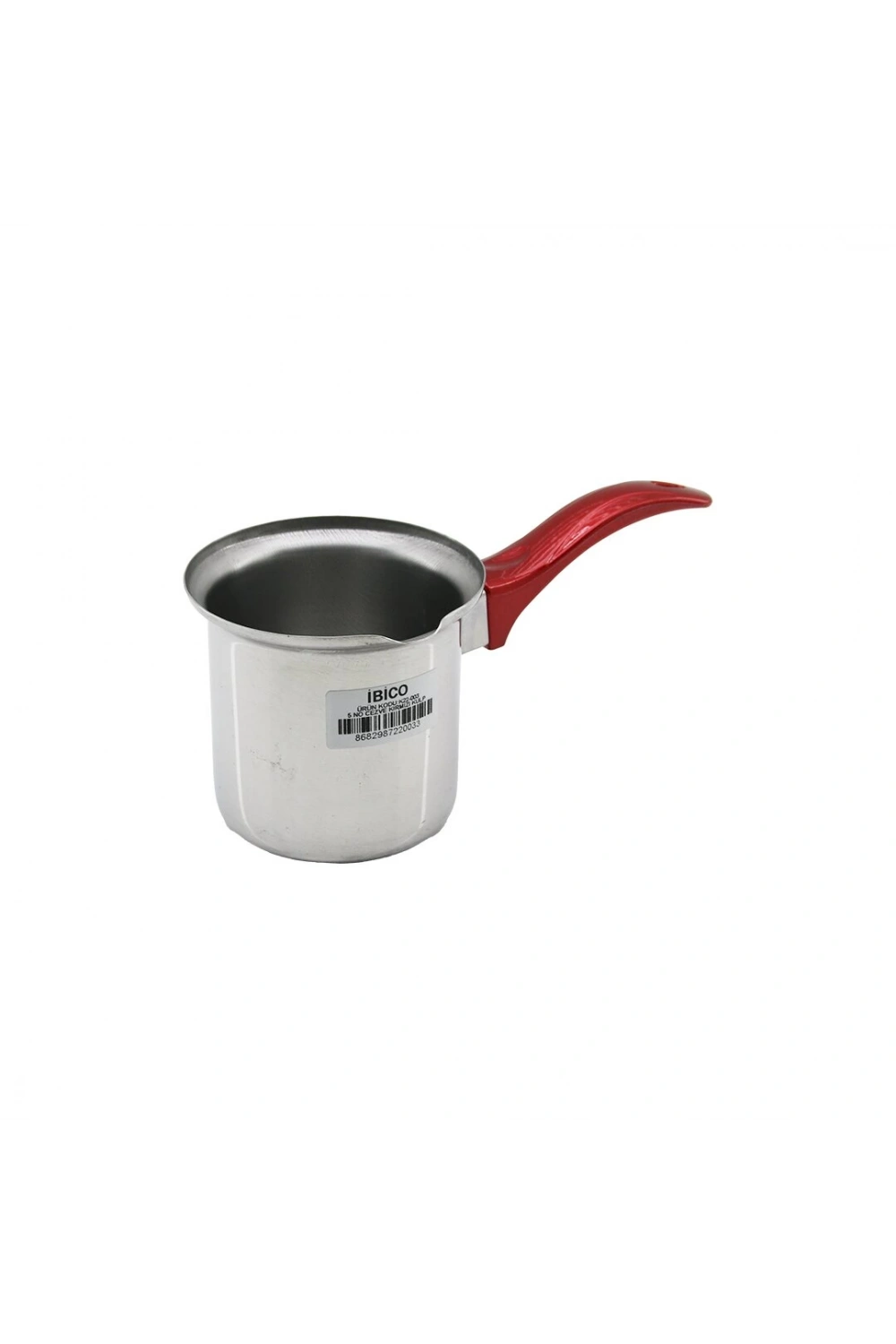 İbico K22-003 ( No-5 ) Çelik Cezve ( Kırmızı Kulp )*100