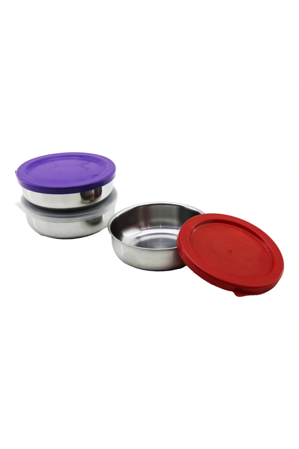 İbico K22-009 ( 12cm ) ( Çelik ) Saklama Kabı ( Renkli & Şeffaf Plastik Kapak )*100