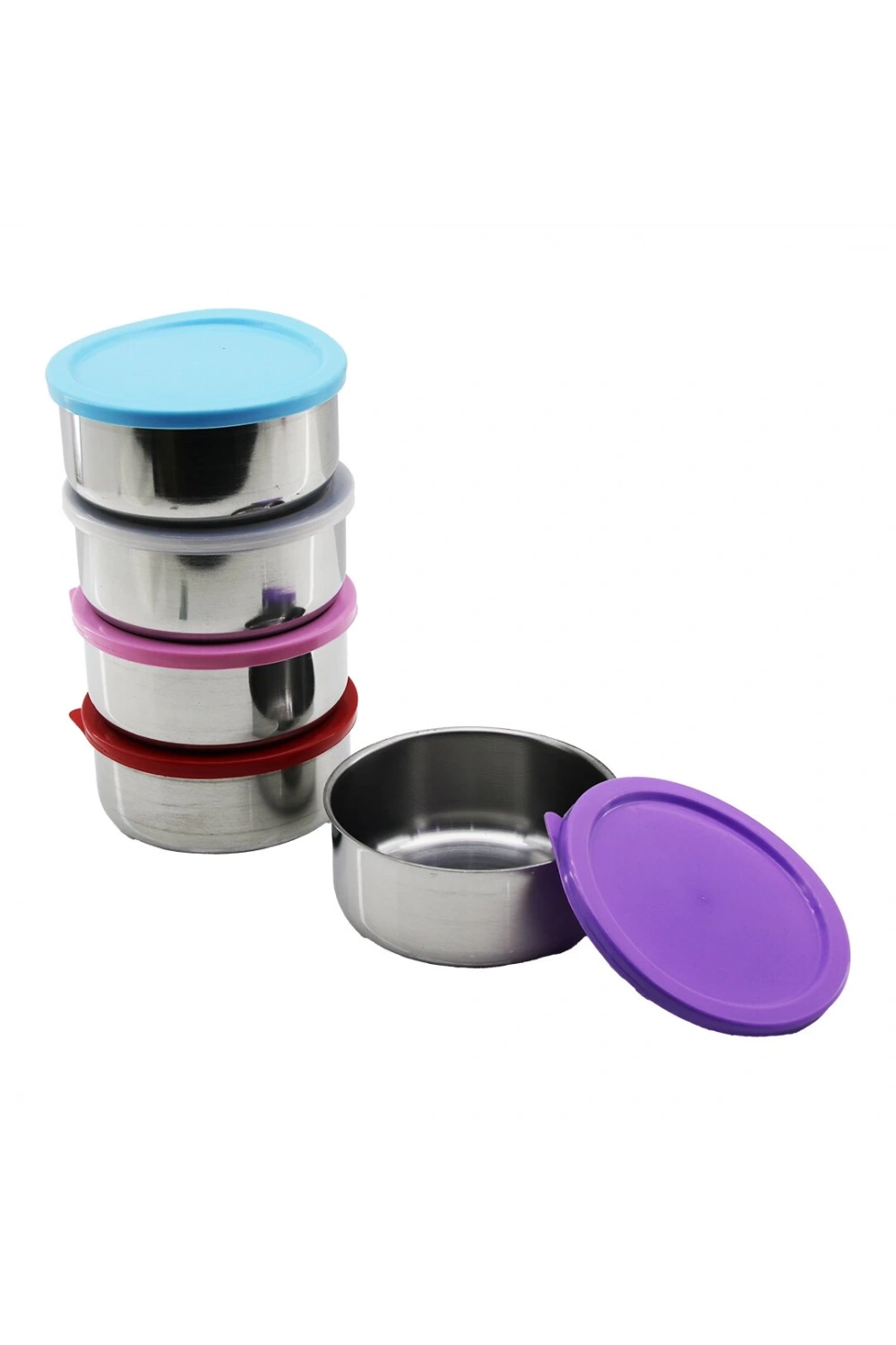 İbico K22-010 ( 14cm ) ( Çelik ) Saklama Kabı ( Renkli & Şeffaf Plastik Kapak )*100