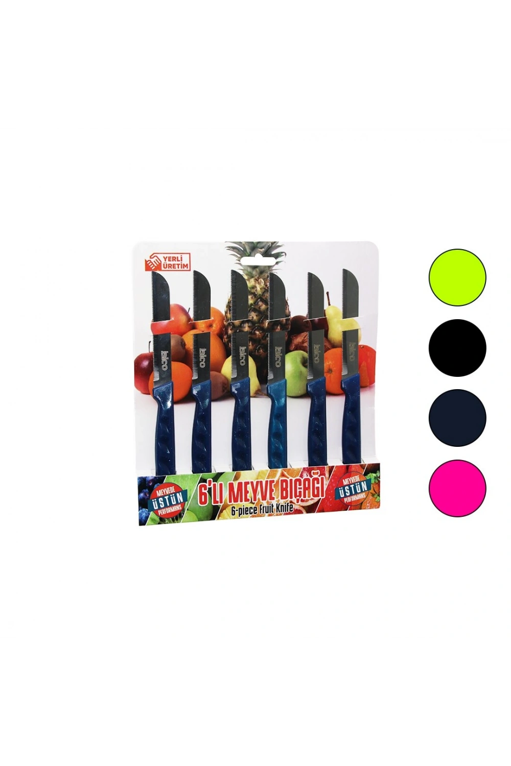 İbico My01 ( 6pcs ) Dişli Meyve Bıçak Takım ( Renkli )*20x6