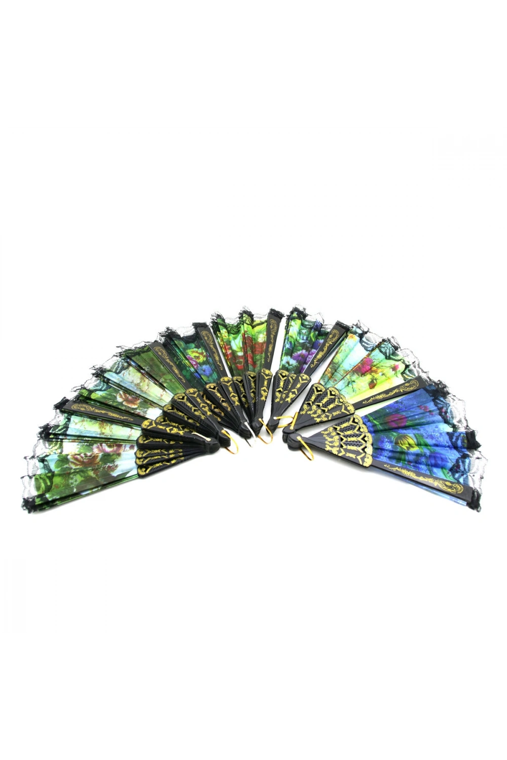 İbico ( Resimli & Tüllü ) Bez Yelpaze ( Plastik Saplı )*12x50