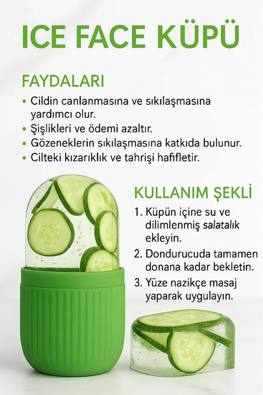 Ice Roller Buz Silindiri Terapi Etkili Yüz Masaj Ve Cilt Bakım Aleti