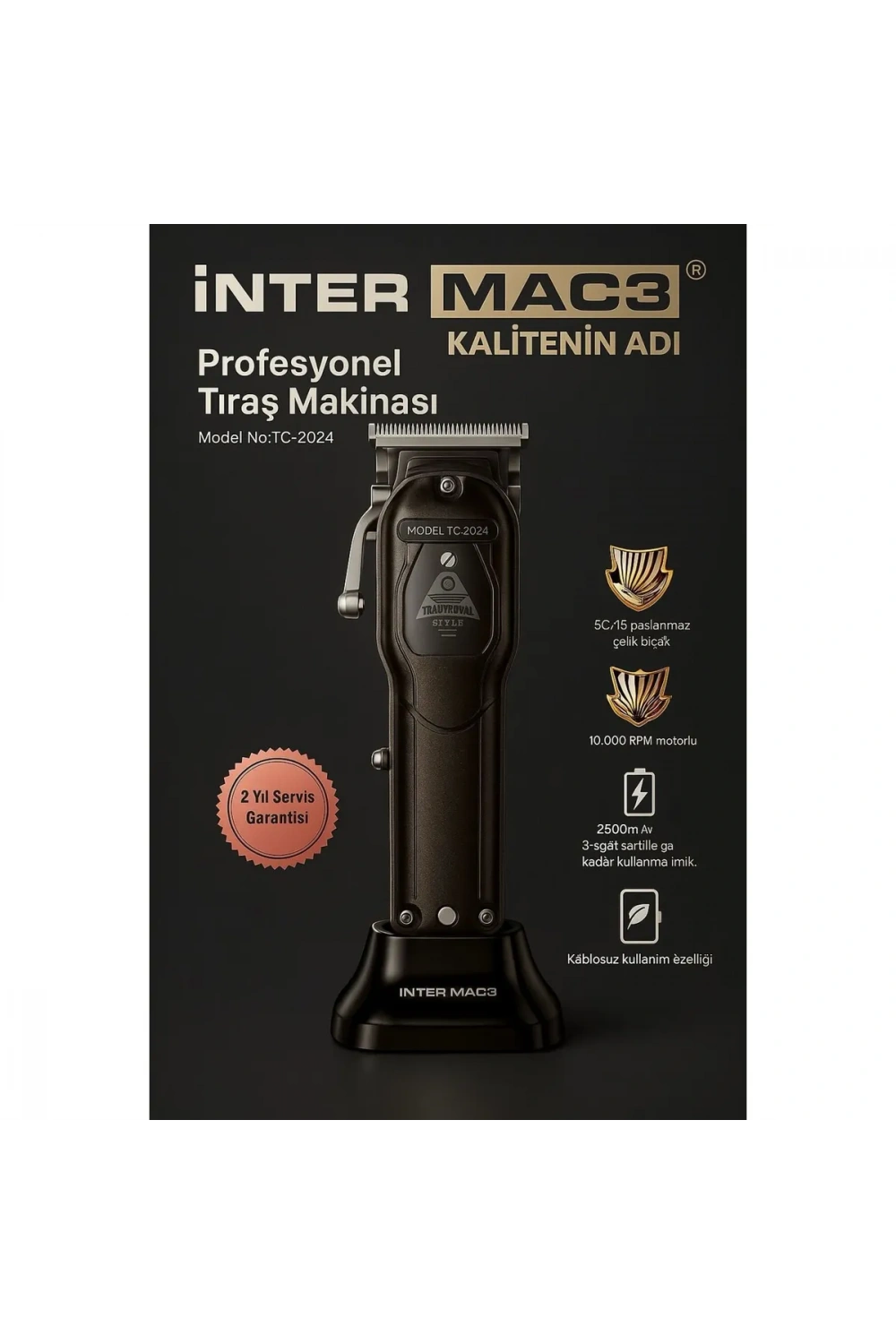 İnter Mac3 İntermac Tc-2024 Profesyonel Çelik Bıçak Ve Gövdeli Tıraş Makinesi