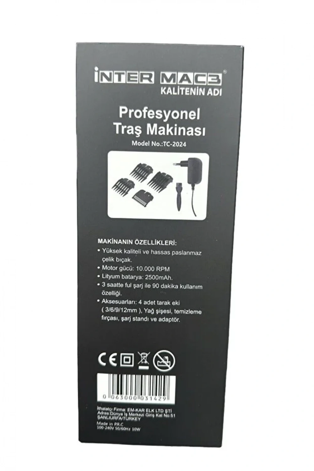 İnter Mac3 İntermac Tc-2024 Profesyonel Çelik Bıçak Ve Gövdeli Tıraş Makinesi