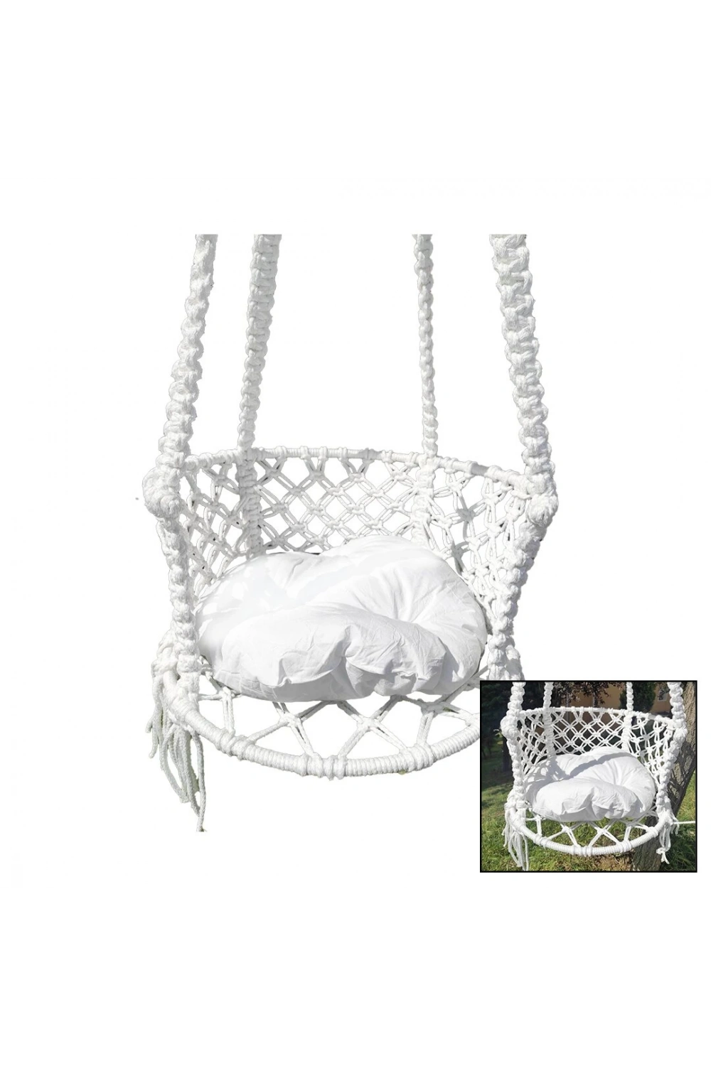 İpek Hamak ( Davul Salıncak ) ( Minderli ) ( Çap:60cm ) ( 150kg.taşıma Kapasitesi ) ( 1-asma Halatı & 1-çelik Dubel )*1