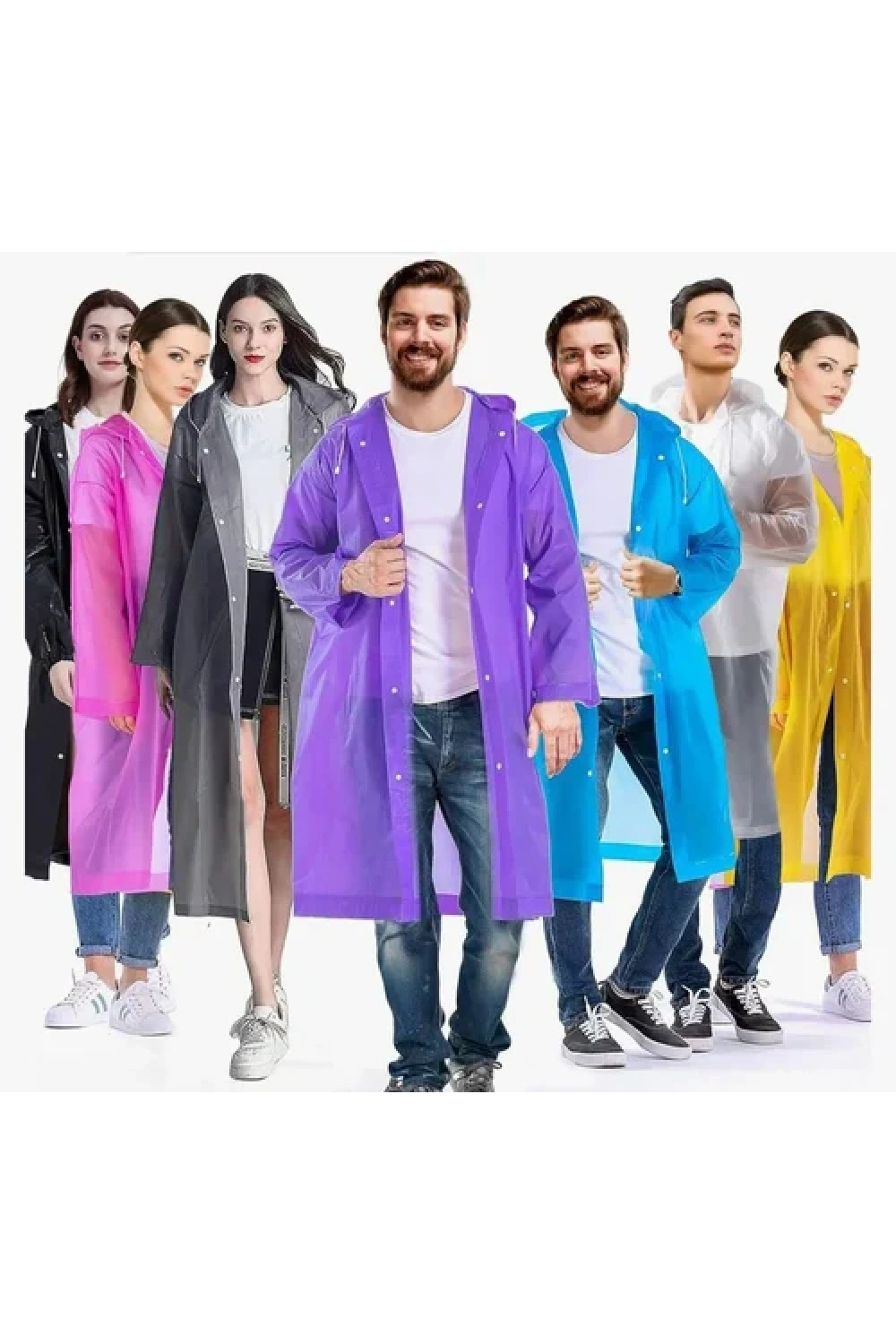 Kadın Erkek Yağmurluk Kapüşonlu Çıtçıtlı Eva Raincoat