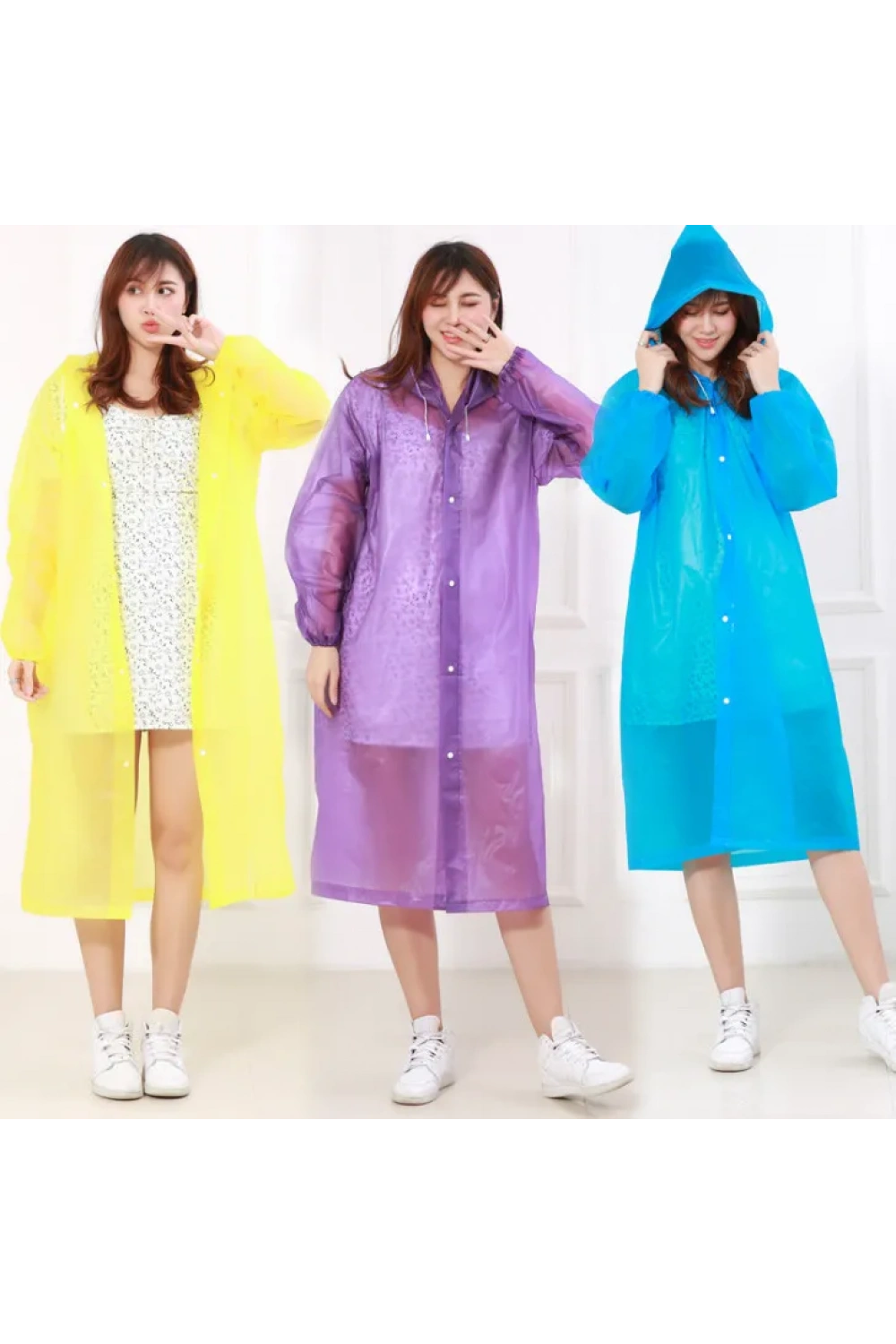 Kadın Erkek Yağmurluk Kapüşonlu Çıtçıtlı Eva Raincoat