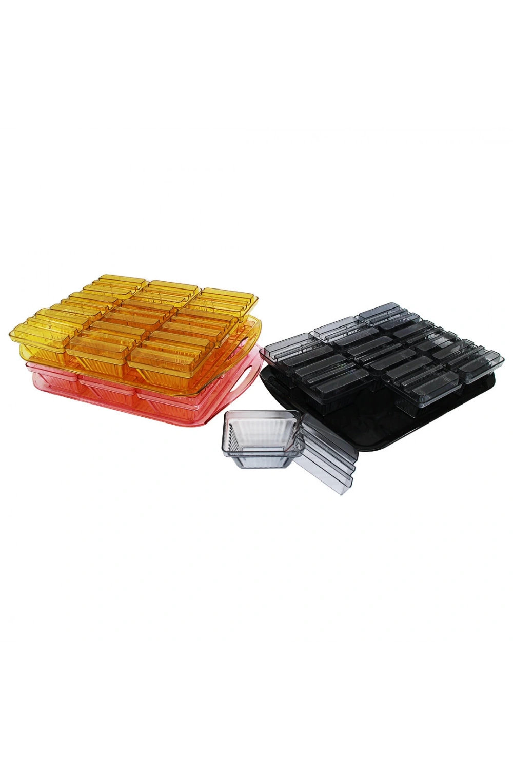 Kevser Plast Kvs-7024 ( 9lu ) ( Renkli Kristal Kahvaltılık ) Tepsili & 26x31cm*20=k