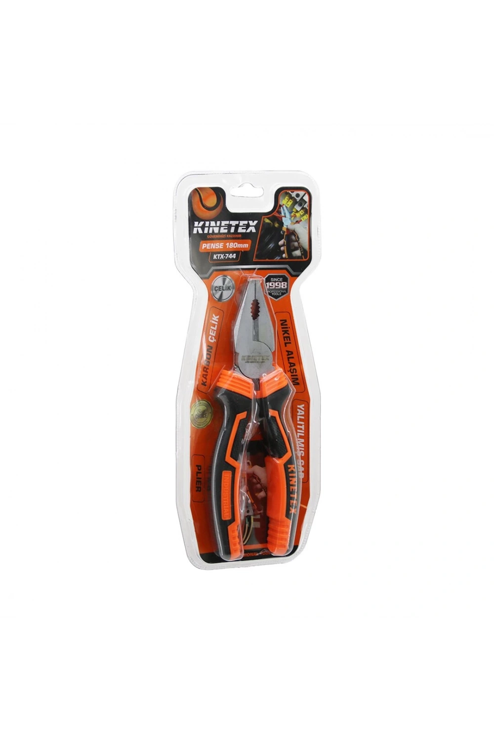 Kınetex Ktx-744 ( Vakumlu ) ( No-7 & 180mm ) Pense ( Karbon Çelik & Yalıtılmış Sap )*100
