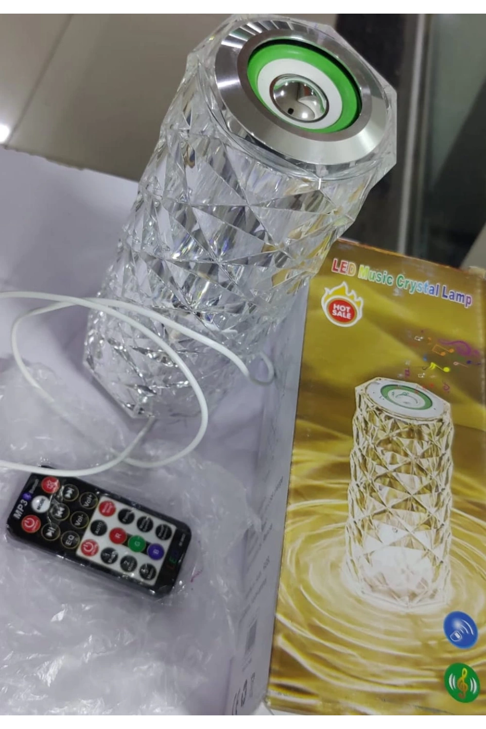 Kristal Masa Lamba Led Bluetooth Hoparlör Uzaktan Kumandalı