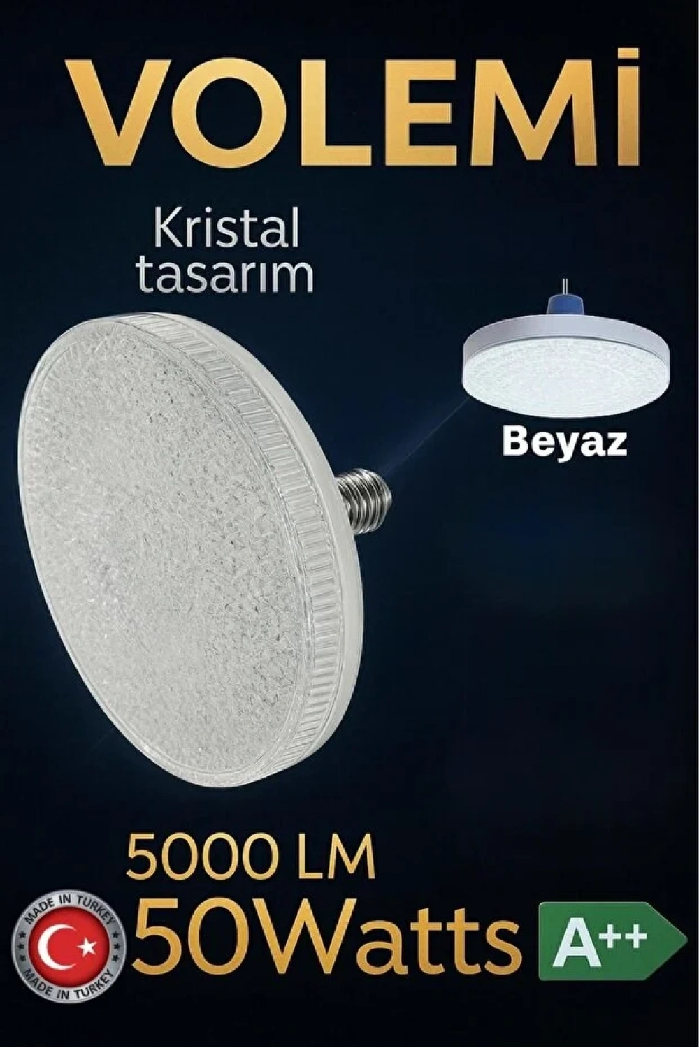 Kristal Tasarım 50W Süper Led Ampul 5000 Lümen E27 Duy Beyaz Işık Yüksek Tasarruflu Lamba Ampul