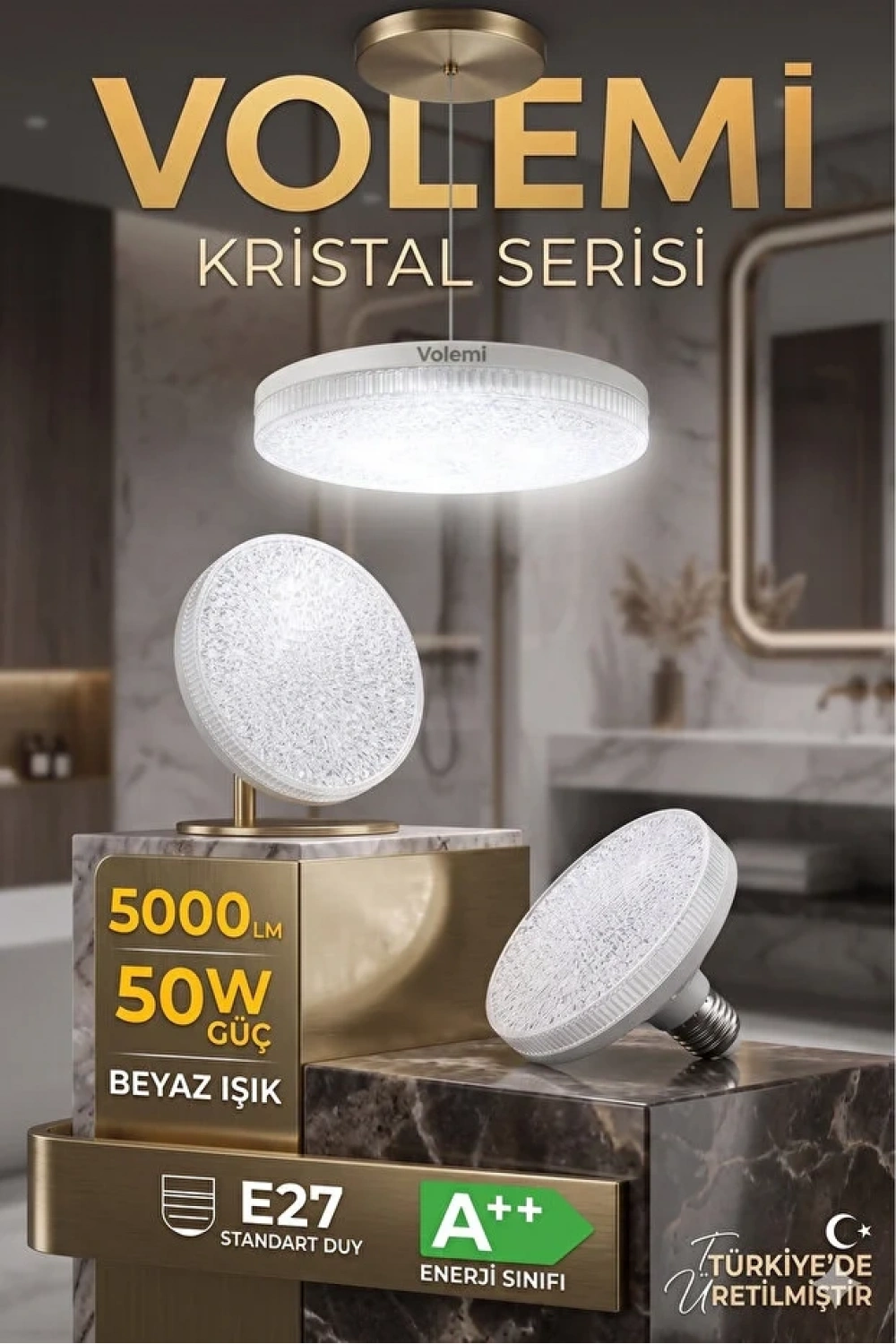 Kristal Tasarım 50W Süper Led Ampul 5000 Lümen E27 Duy Beyaz Işık Yüksek Tasarruflu Lamba Ampul