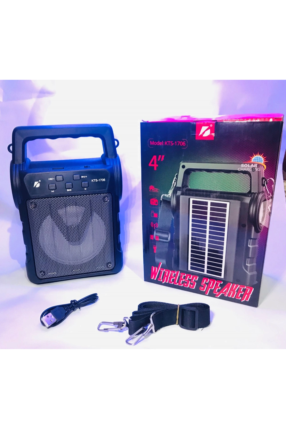 Kts-1706 Taşınabilir Güneş Enerjili Fenerli Bluetooth Hoparlör