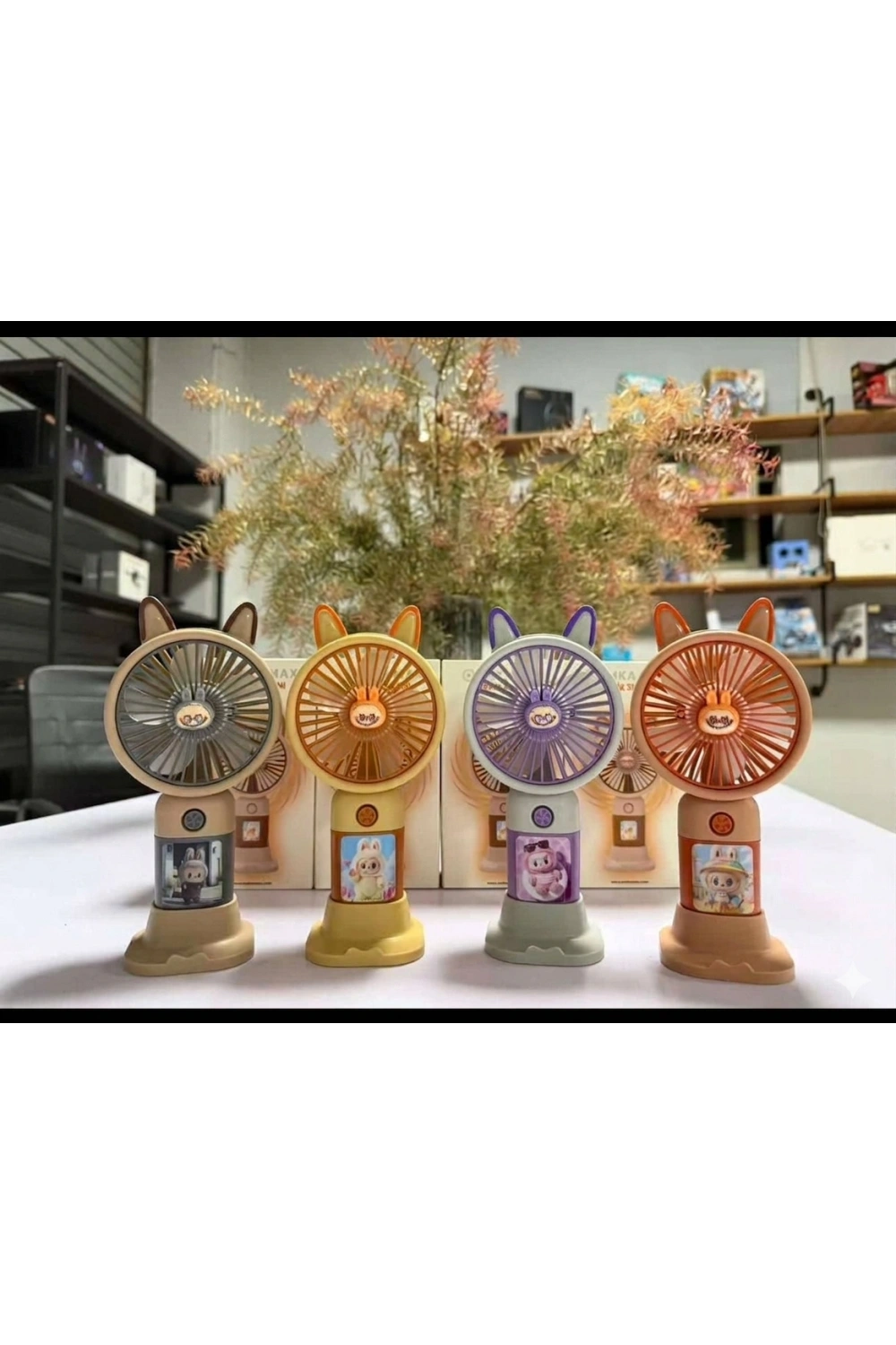 Labubu Konseptli Taşınabilir Mini USB Şarj Edilebilir Fan - Masaüstü El Fanı - El Vantilatörü