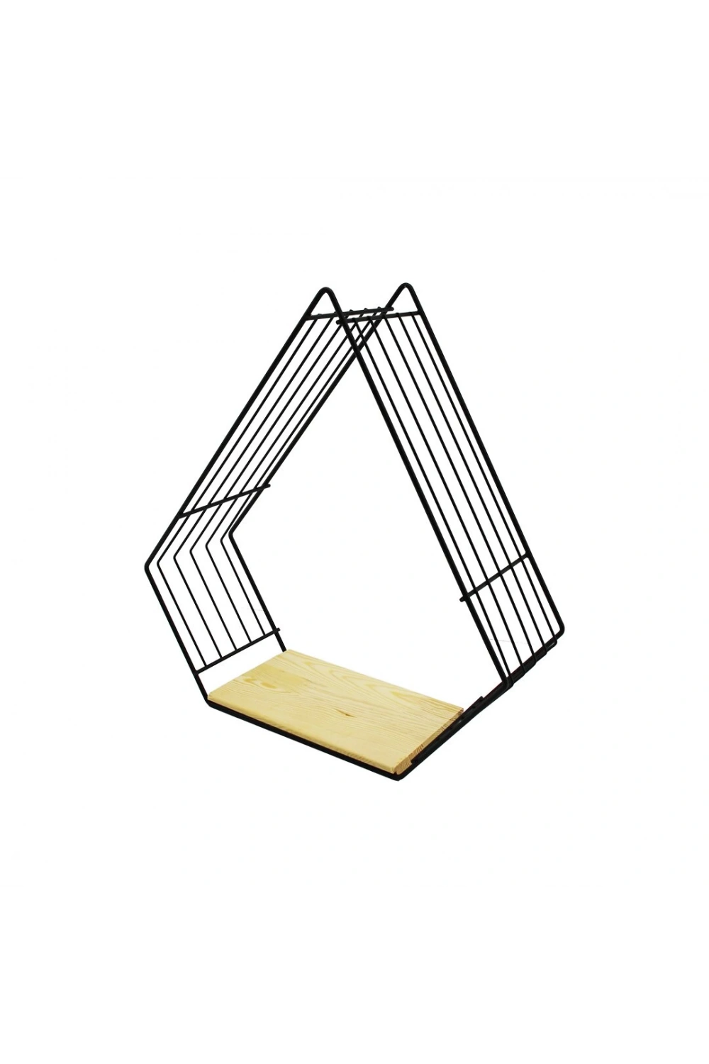 Lalezar Lzr-621 ( Piramit ) Ahşap Tabanlı Tek Katlı Metal Dekoratif Duvar Raf*3=k