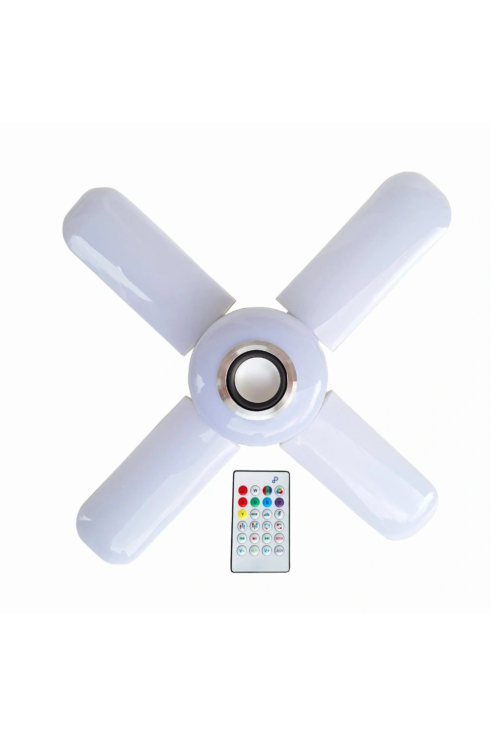 Lamba 4 Kanatlı E27 Duya Takılan Kumandalı Katlanabilir Led Müzik Lamba Işığı Avize Bluetooth Hoparlör