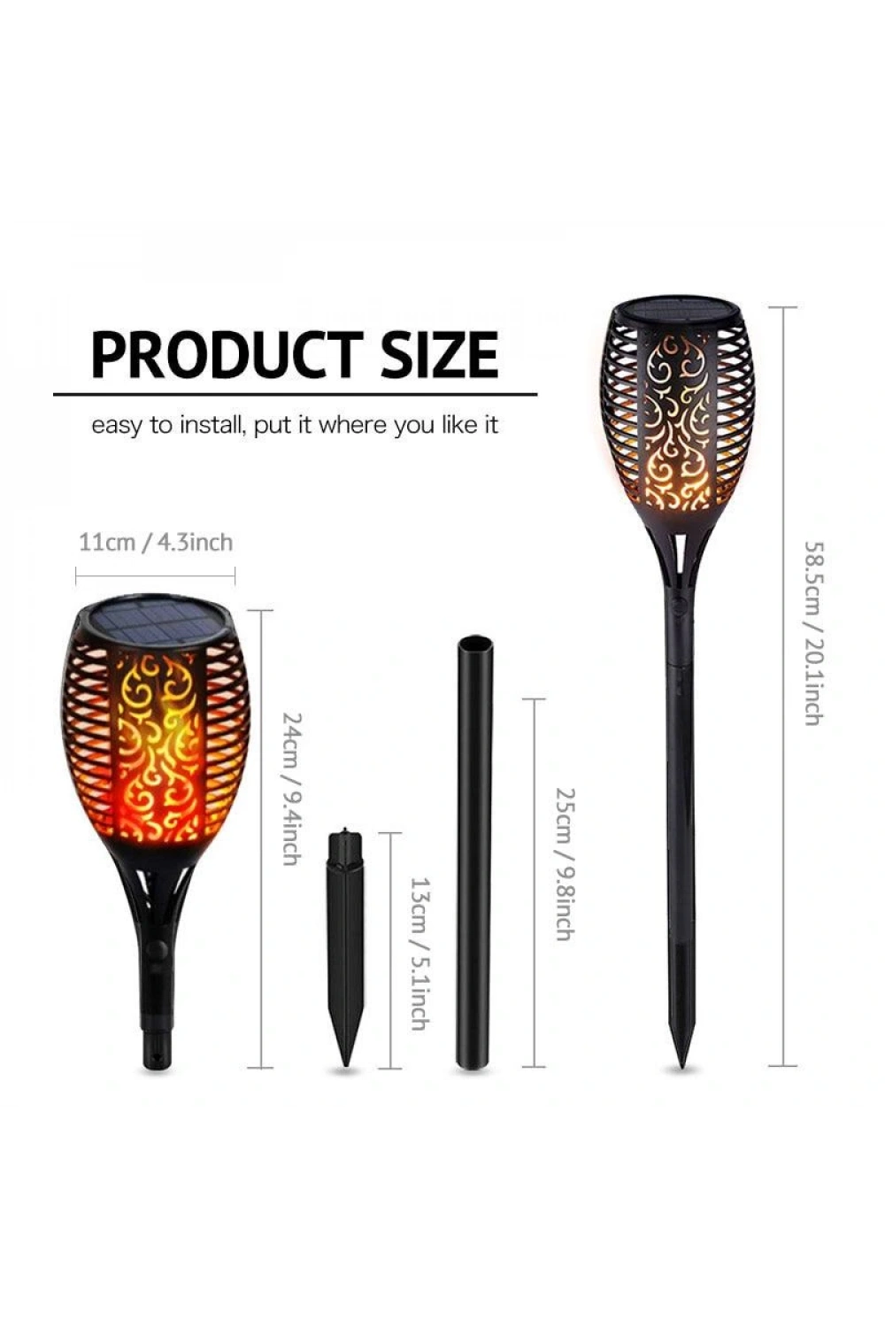 Ledon 12 Ledli Alevli Solar Bahçe Aydınlatma Ld-7002