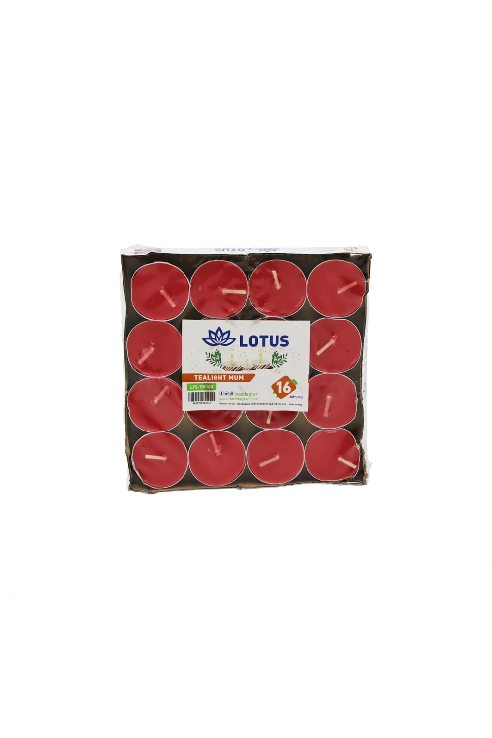 Lotus Lts-tm103 ( 16pcs ) ( Yuvarlak & Kırmızı ) Tea Light Mum*120