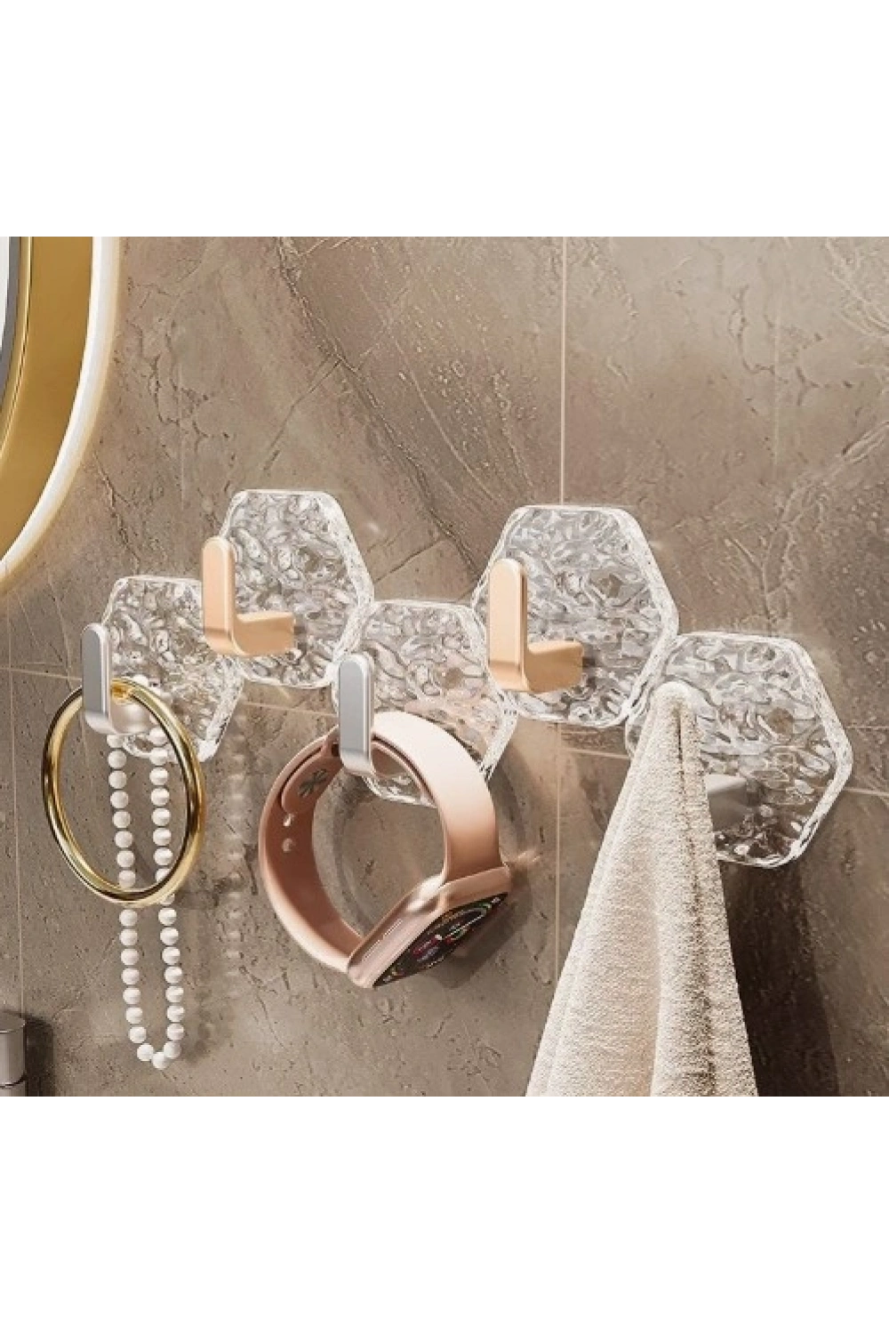 Lüks 5’li Duvar Askısı Banyo Mutfak İçin Havlu  Askılık