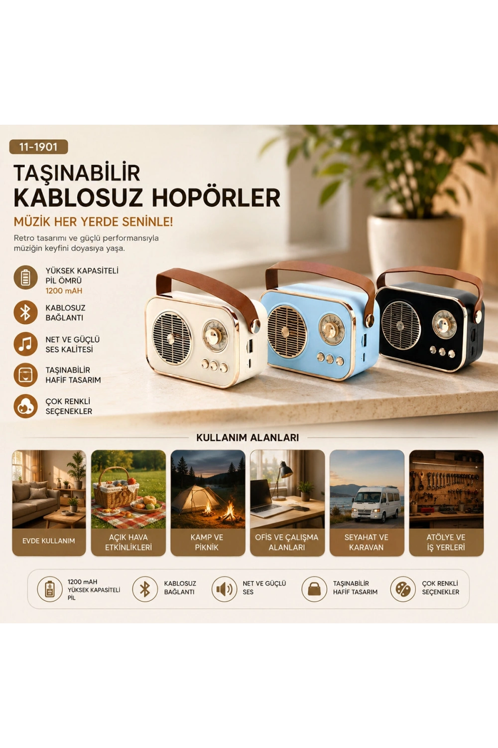 M4 Portable Pl-4641 (wireless) Hoparlör & Speaker (ışıklı) (usb Şarjlı) (renkli Kasa & Bronz Çerçeve)(usb & Dc 5v & Tf)*80