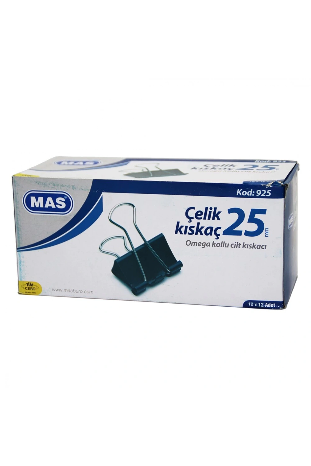 Mas-925 Çelik Kıskaç 25mm ( 12pcs ) Omega Kollu Cilt Kıskaçı*12x12