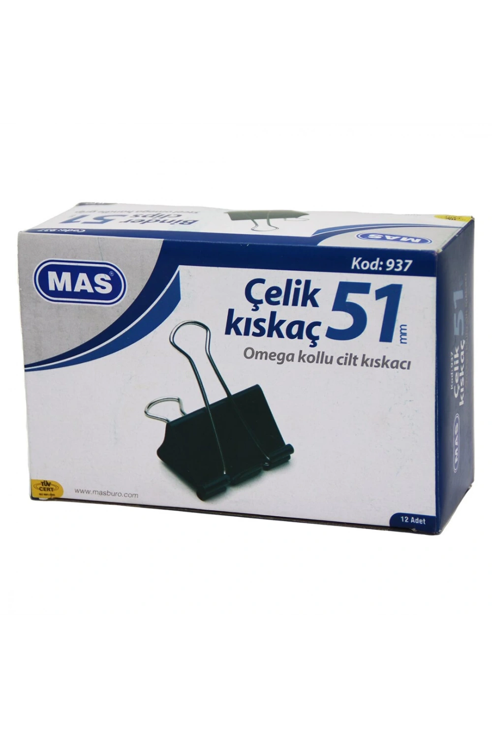 Mas-937 Çelik Kıskaç 51mm ( 12pcs ) Omega Kollu Cilt Kıskaçı*1x24
