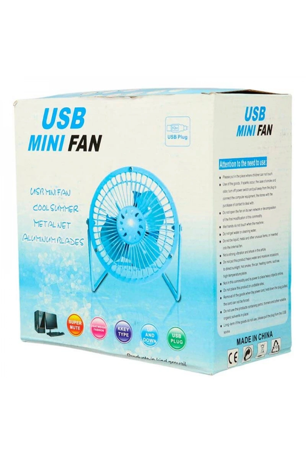 Masaüstü Metal Mini Fan Vantilatör Usb Girişli 20 Cm Çap