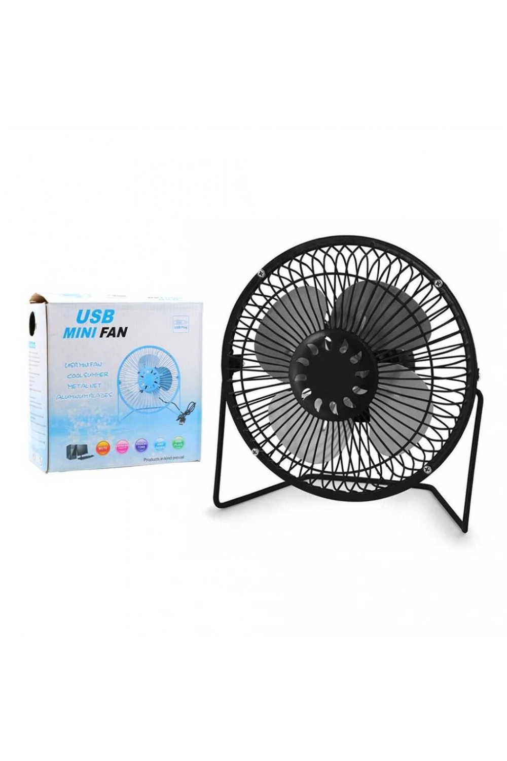 Masaüstü Metal Mini Fan Vantilatör Usb Girişli 20 Cm Çap