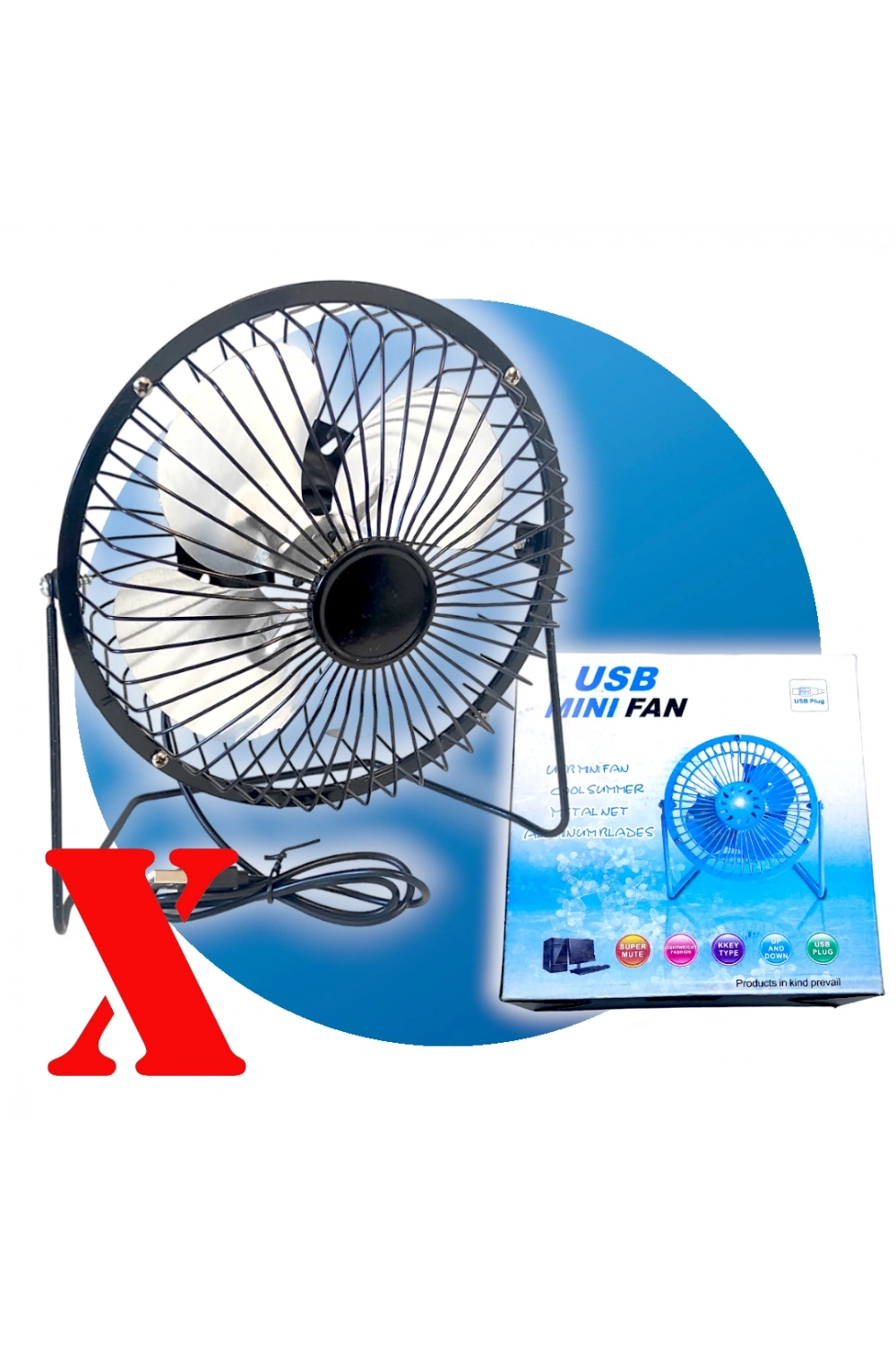 Masaüstü Metal Mini Fan Vantilatör Usb Girişli 20 Cm Çap