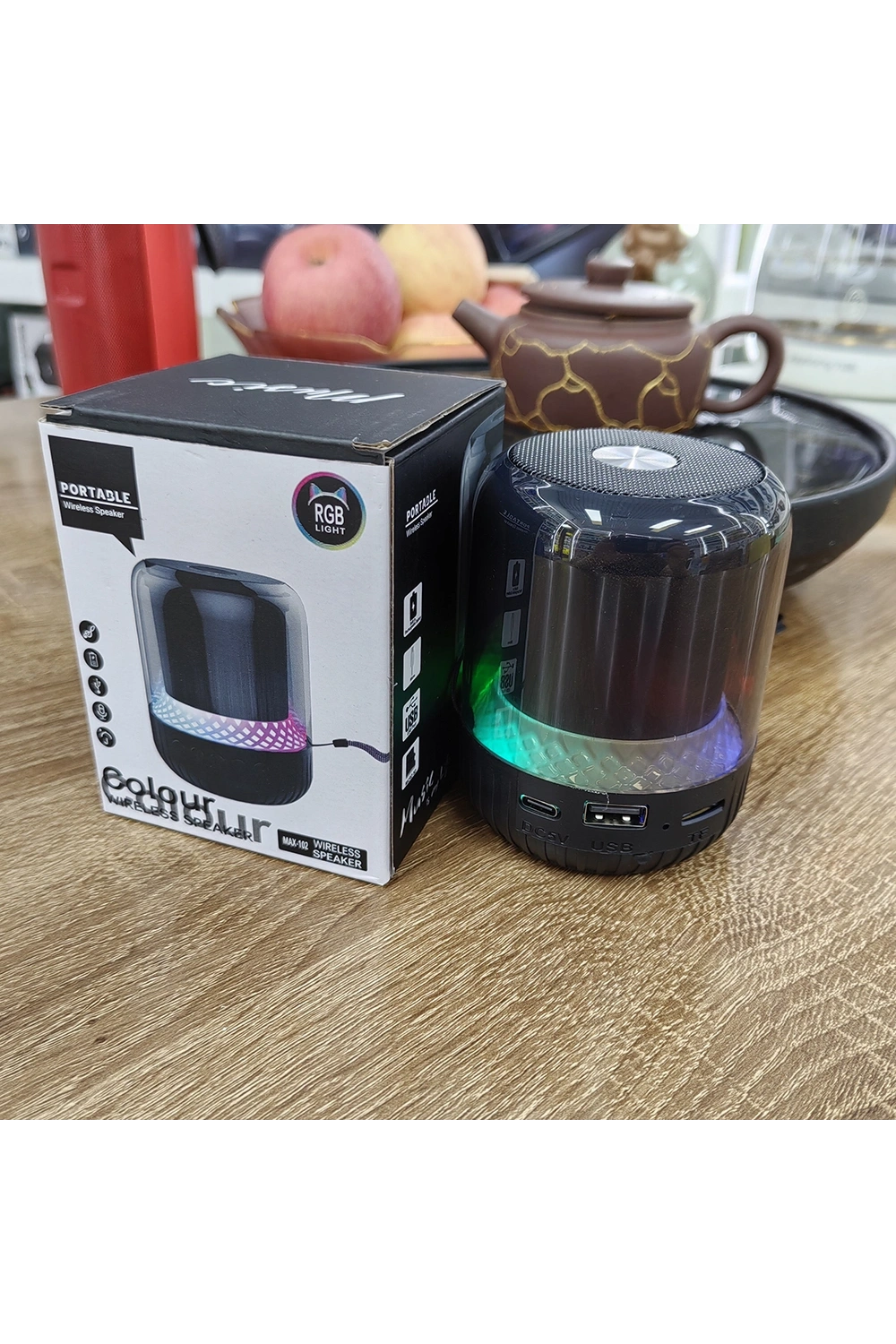 MAX-19 şeffaf RGB işık Mini BT hoparlör kablosuz aktif Subwoofer Stereo bas Mini hoparlör